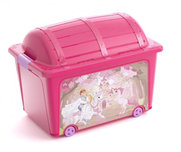 Kutija za igračke Princess 50l roza sa poklopcem na točkićima
